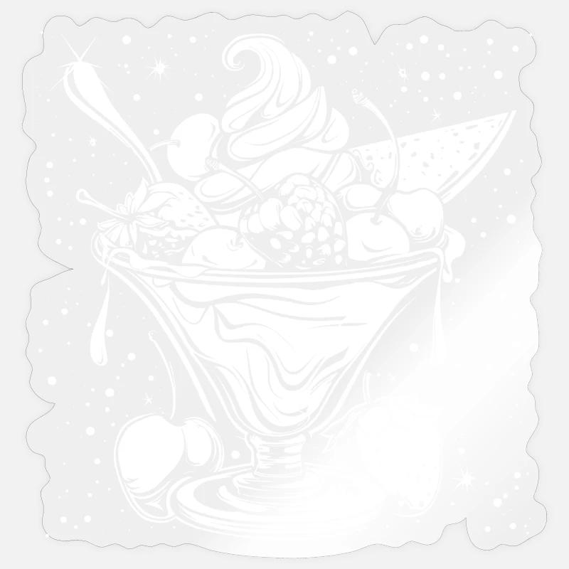 Dessin de coupe glacée - Sticker taille S (10 x 10 cm) - brillant transparent