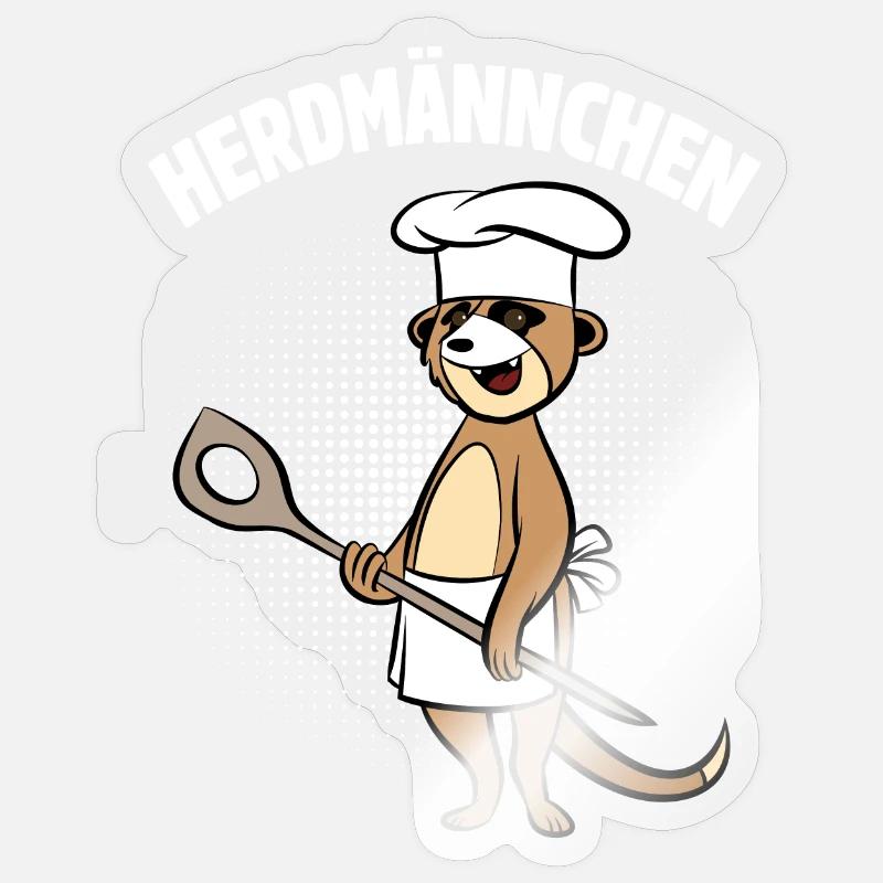 Herdmännchen - Erdmännchen mit Kochlöffel - Sticker Größe S (10 x 10 cm) - Transparent glänzend