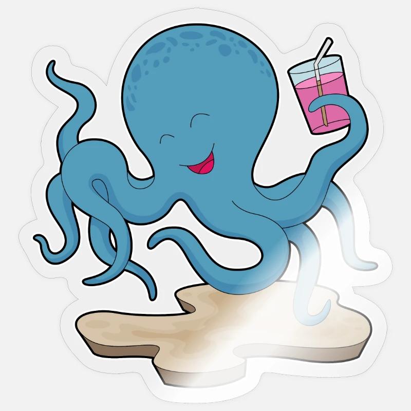 Jus de poulpe - Sticker taille S (10 x 10 cm) - brillant transparent