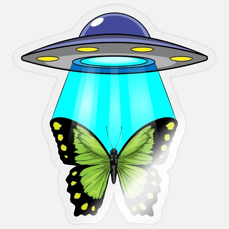 Papillon, Vaisseau Spatial, Espace - Sticker taille S (10 x 10 cm) - brillant transparent