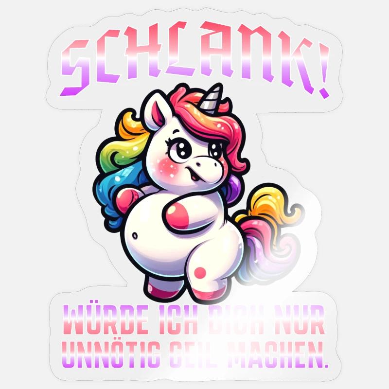 Schlank & Selbstbewusst: Ironisches Statement - Sticker Größe S (10 x 10 cm) - Transparent glänzend