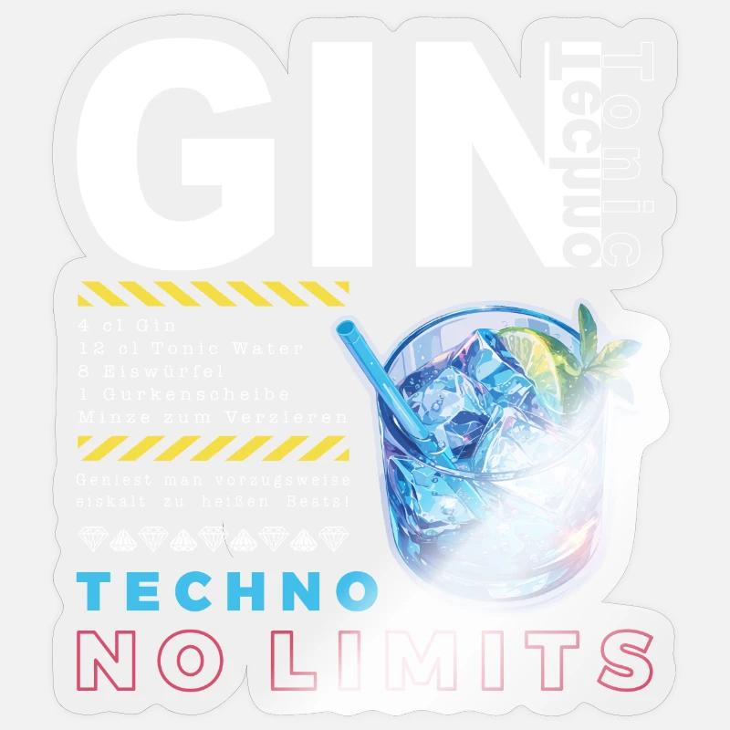 GIN TECHNO NO LIMITS Sticker Größe S (10 x 10 cm)