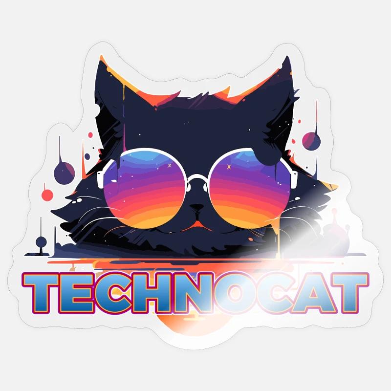TECHNOCAT - Sticker Größe S (10 x 10 cm) - Transparent glänzend