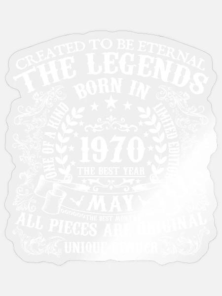 Mai 1970 Geburtstag 1970 Mai Bestes Jahr - Sticker Größe S (10 x 10 cm) - Transparent glänzend