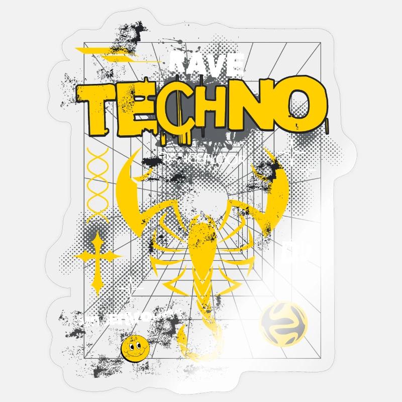 DJ RAVE TECHNO DANCEFLOOR UNDERGROUND - Sticker Größe S (10 x 10 cm) - Transparent glänzend
