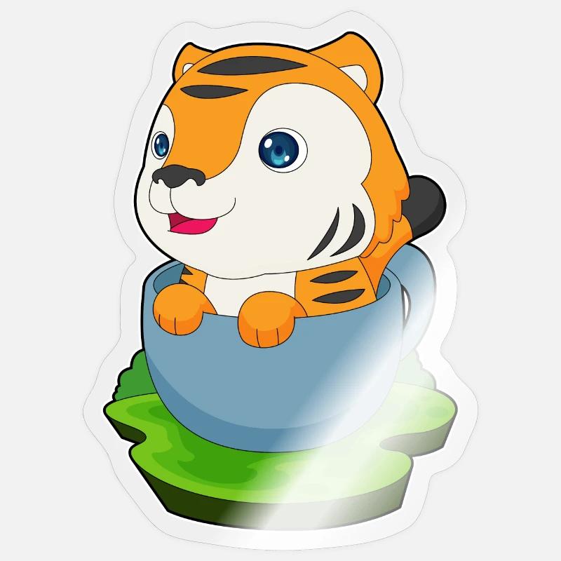 Tiger Mug - Sticker size S (10 x 10 cm) - transparent glossy