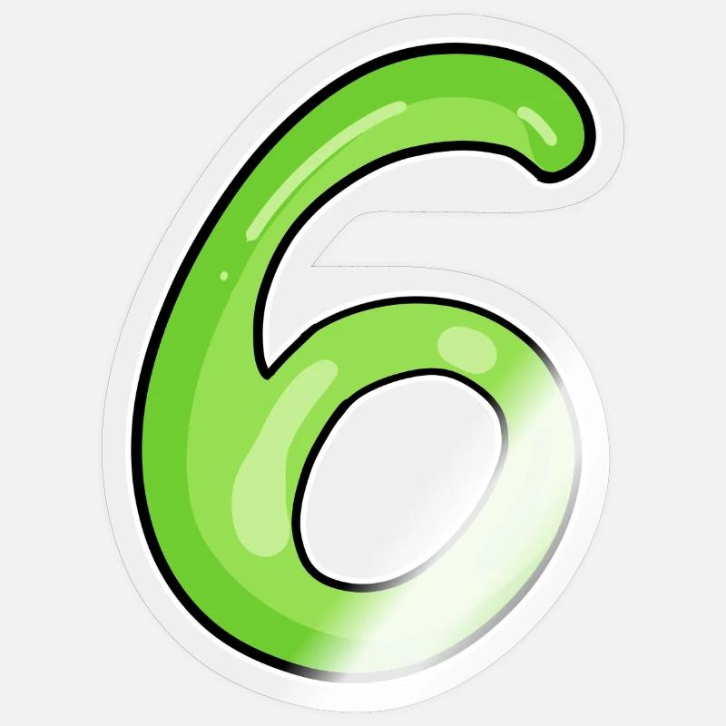 6 vert - Sticker taille S (10 x 10 cm) - brillant transparent