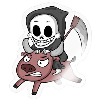 Grim Reaper Cow Motif - Sticker size S (10 x 10 cm) - transparent glossy - Front