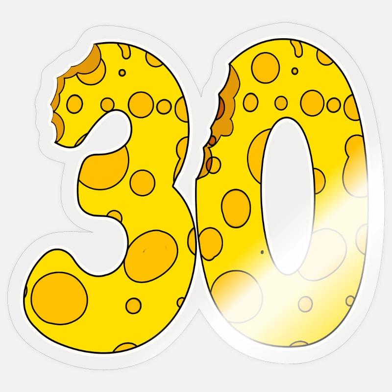 30 ans - 30e anniversaire - Sticker taille S (10 x 10 cm) - brillant transparent