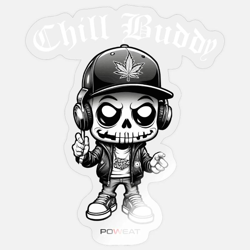 Chill Buddy - Sticker Größe S (10 x 10 cm) - Transparent glänzend