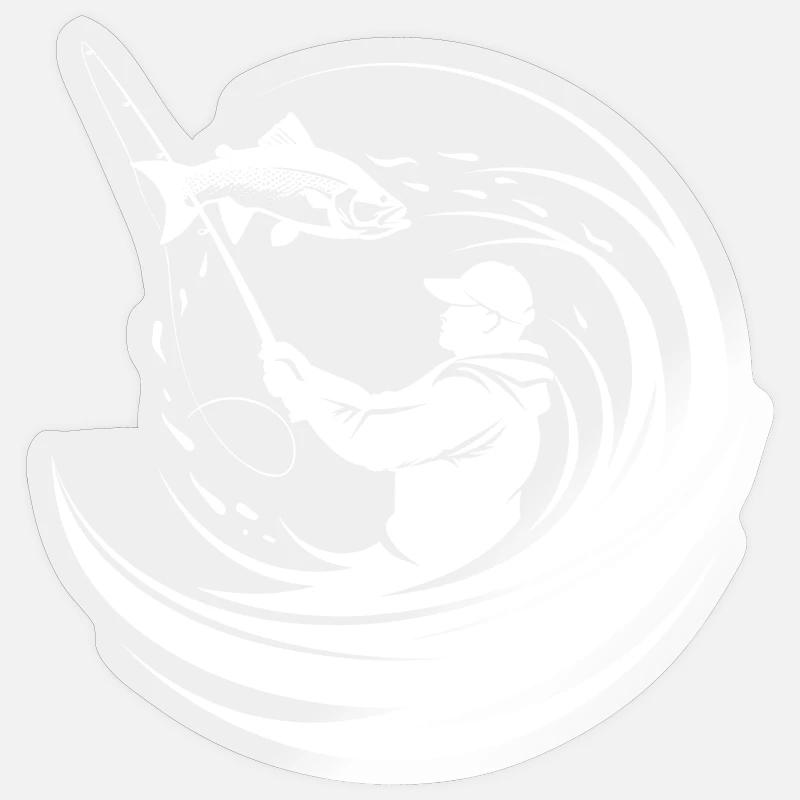 Pêche - Sticker taille S (10 x 10 cm) - brillant transparent