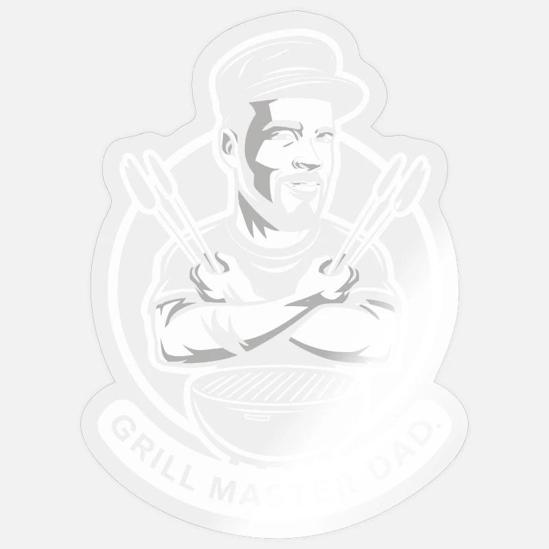 Grill Master Papa - Unique Motif - Sticker taille S (10 x 10 cm) - brillant transparent