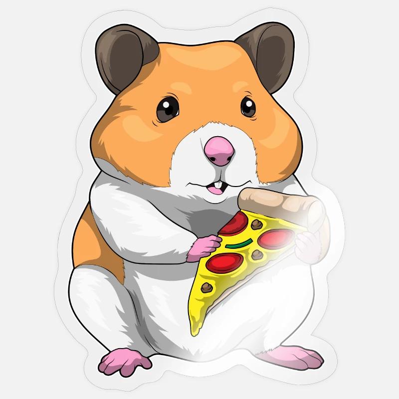 Hamster Pizza - Sticker Größe S (10 x 10 cm) - Transparent glänzend