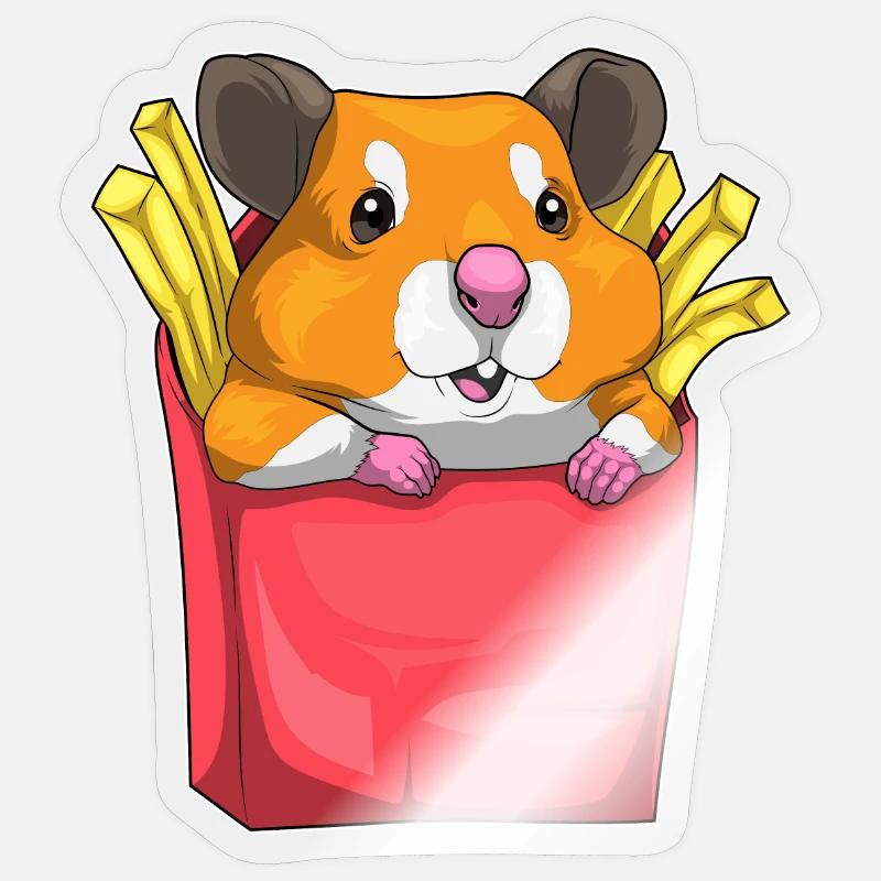 Frites de hamster - Sticker taille S (10 x 10 cm) - brillant transparent
