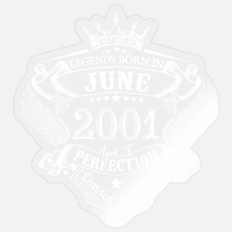 Juni 2001 Geburtstag Juni 2001 Juni Geschenk Sticker Größe S (10 x 10 cm)