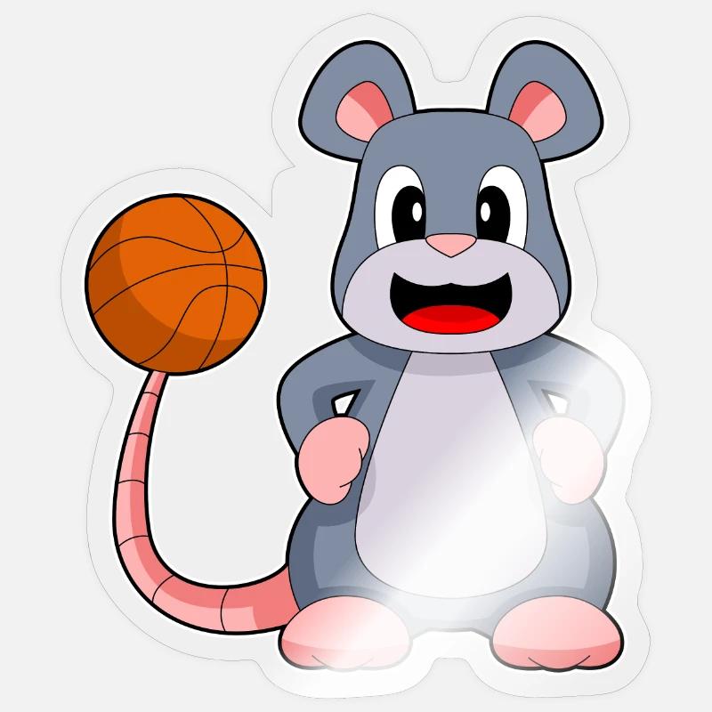 Souris Basketteur Basketteur - Sticker taille S (10 x 10 cm) - brillant transparent