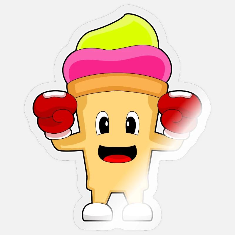 Eiscreme Boxer Boxhandschuhe Boxen - Sticker Größe S (10 x 10 cm) - Transparent glänzend
