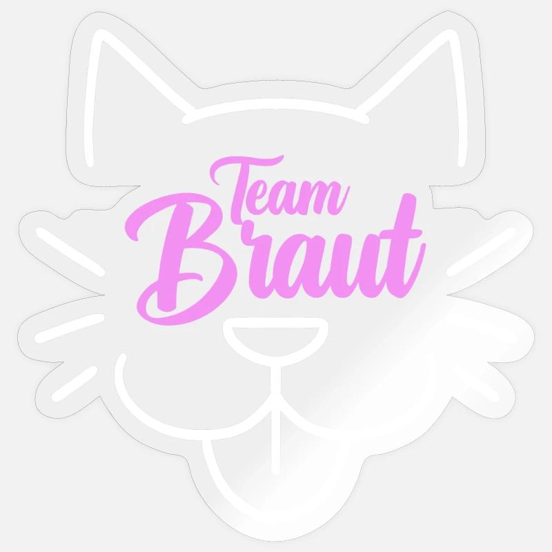 Team Braut Katze - Sticker Größe S (10 x 10 cm) - Transparent glänzend