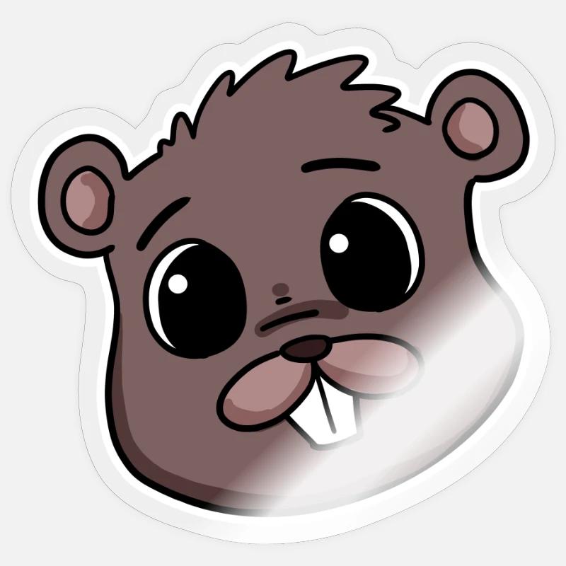 Biber Kopf - Sticker Größe S (10 x 10 cm) - Transparent glänzend