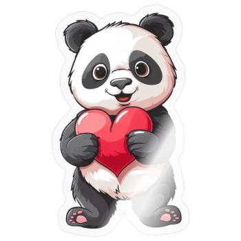 Cute Panda Holding Heart for Animal Lovers - Sticker Größe S (10 x 10 cm) - Transparent glänzend - Vorne