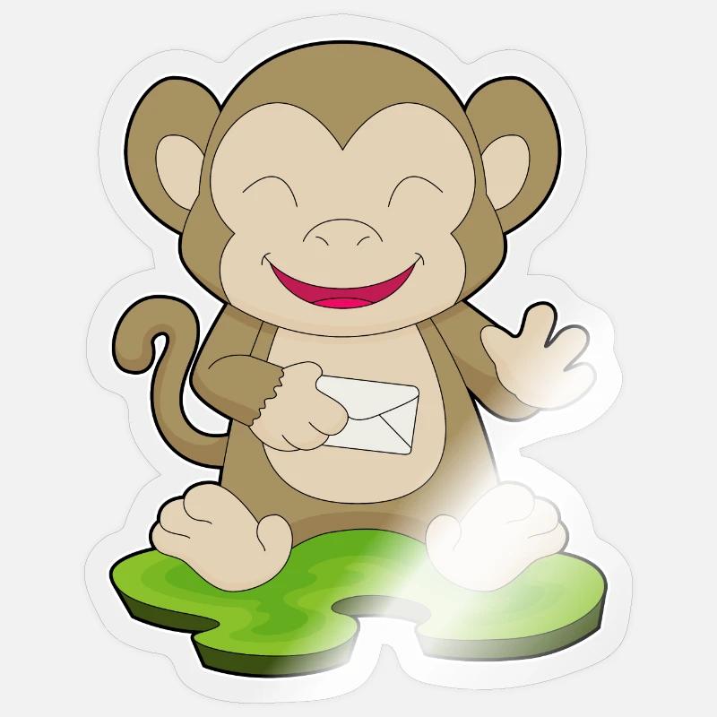 Affe Brief - Sticker Größe S (10 x 10 cm) - Transparent glänzend