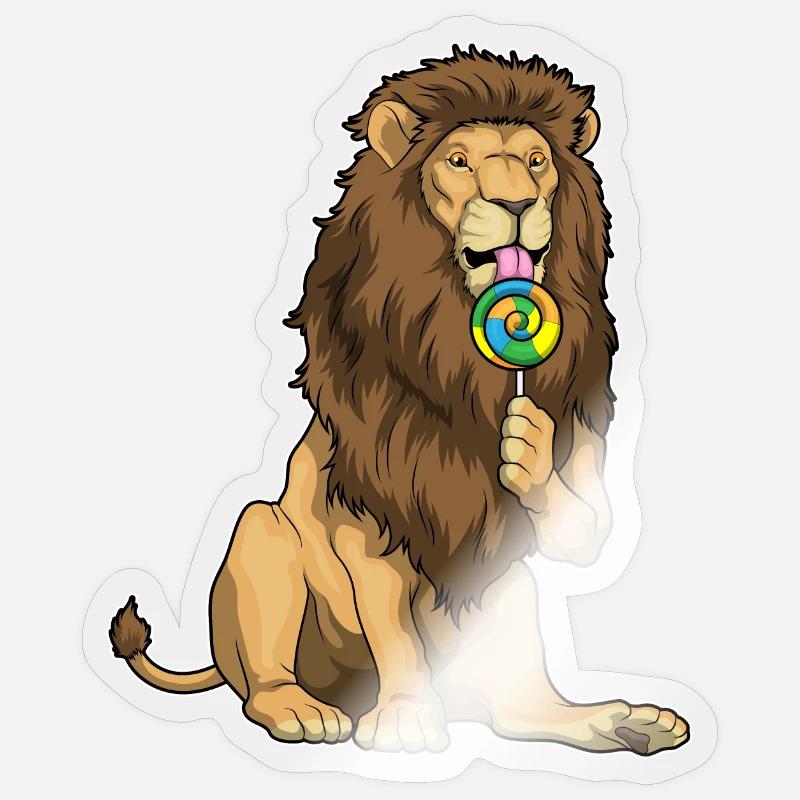 Löwe Lutscher - Sticker Größe S (10 x 10 cm) - Transparent glänzend