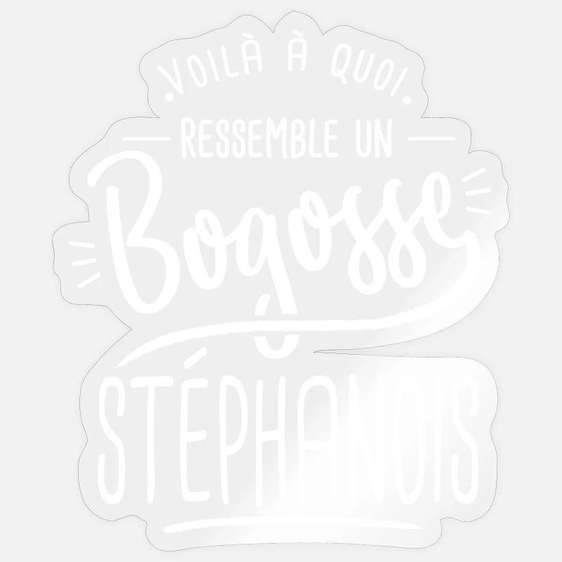 bogosse Stéphanois cadeau saint étienne St étienne - Sticker taille S (10 x 10 cm) - brillant transparent