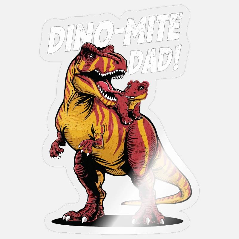 Dino-Mite Dad - T-Rex Power - Sticker size S (10 x 10 cm) - transparent glossy