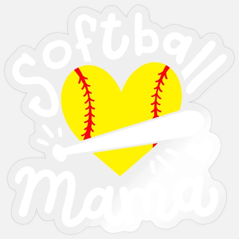 Softball Mama - Sticker Größe S (10 x 10 cm) - Transparent glänzend