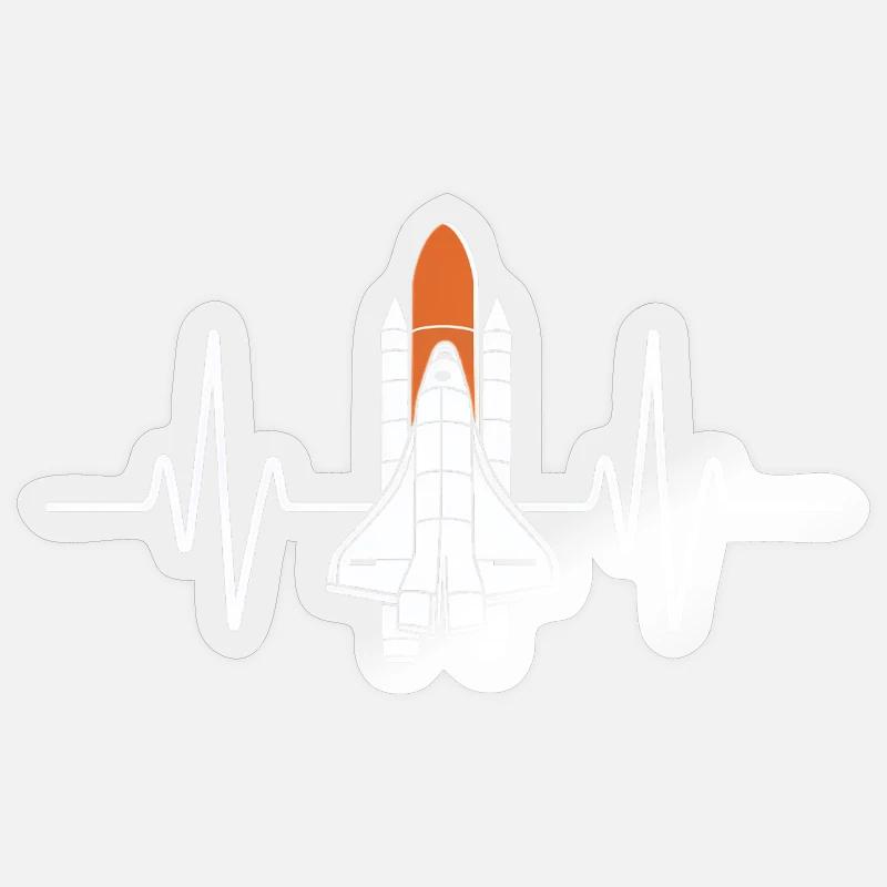 Herzschlag Space Shuttle Design - Sticker Größe S (10 x 10 cm) - Transparent glänzend