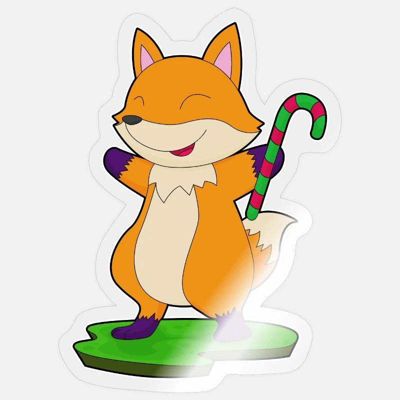 Fox candy cane - Sticker size S (10 x 10 cm) - transparent glossy