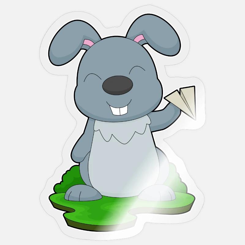 Hase Papierflugzeug - Sticker Größe S (10 x 10 cm) - Transparent glänzend