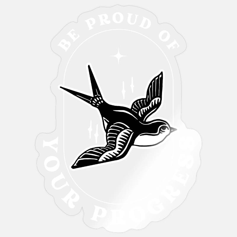 Soyez fier de vos progrès - Sticker taille S (10 x 10 cm) - brillant transparent