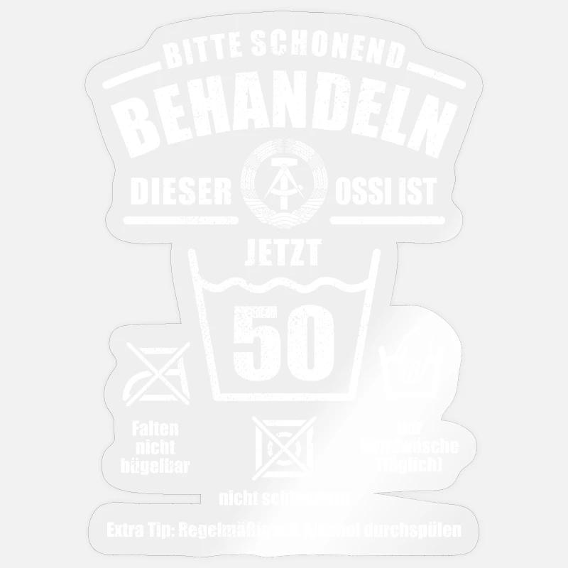 Ossi Schonend behandeln - 50. Geburtstag Geschenk - Sticker Größe S (10 x 10 cm) - Transparent glänzend