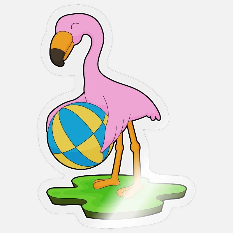 Flamingo Wasserball - Sticker Größe S (10 x 10 cm) - Transparent glänzend