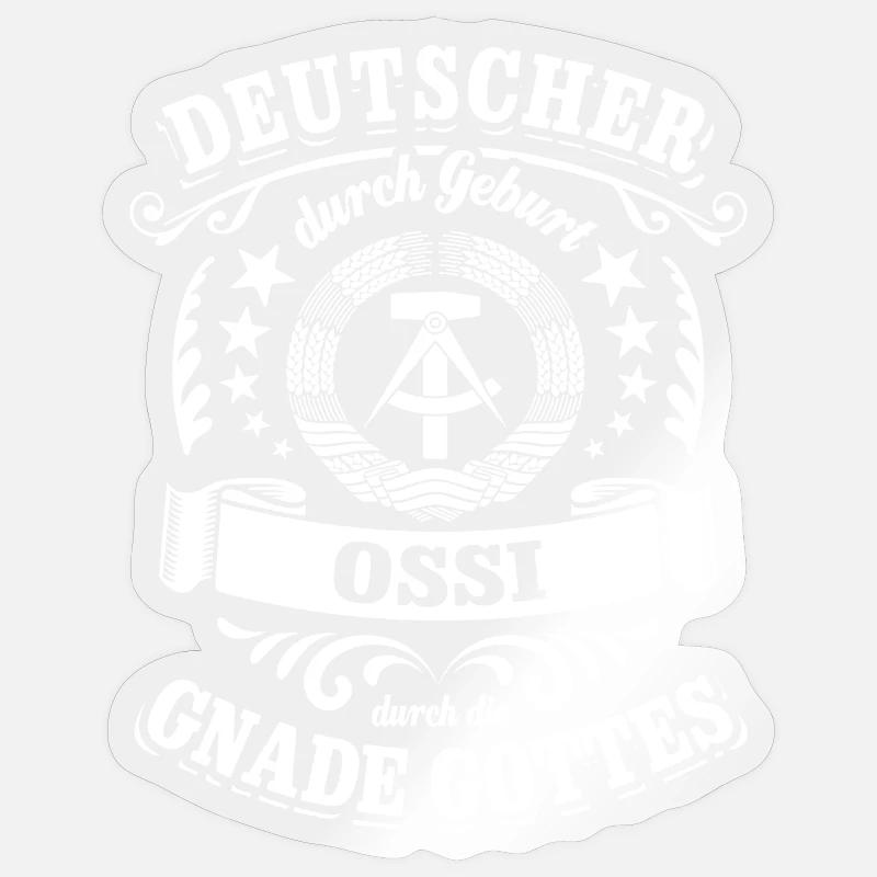 Deutscher durch Geburt Ossi durch die Gnade Gottes - Sticker Größe S (10 x 10 cm) - Transparent glänzend