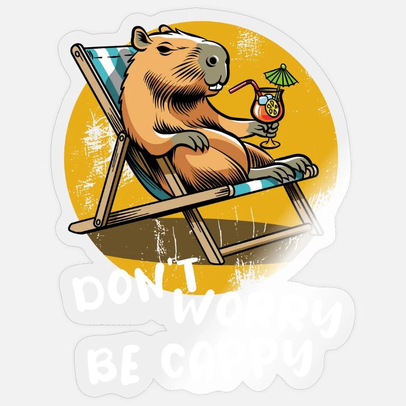 Don't worry be Cappy - Capybara - Urlaub Sticker Größe S (10 x 10 cm)