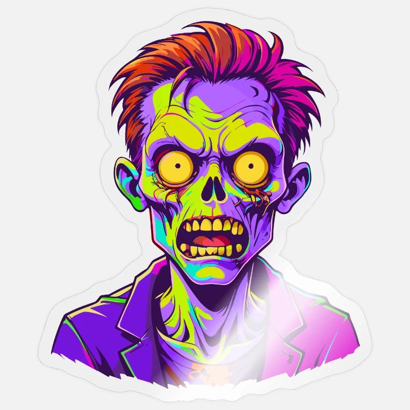 Pop Art Zombie - Sticker taille S (10 x 10 cm) - brillant transparent