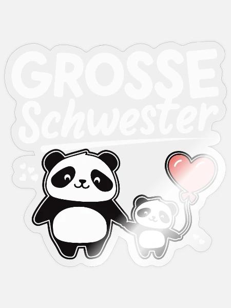Große Schwester Panda Geschenk Schwangerschaft - Sticker Größe S (10 x 10 cm) - Transparent glänzend
