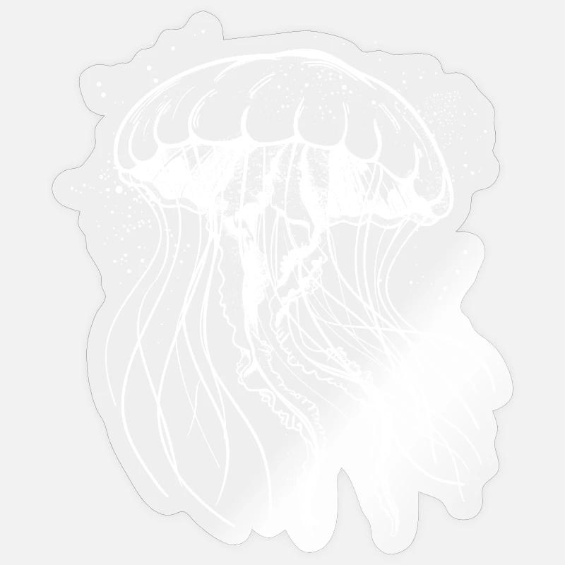 Motif Méduse Blanche - Méduse - Sticker taille S (10 x 10 cm) - brillant transparent