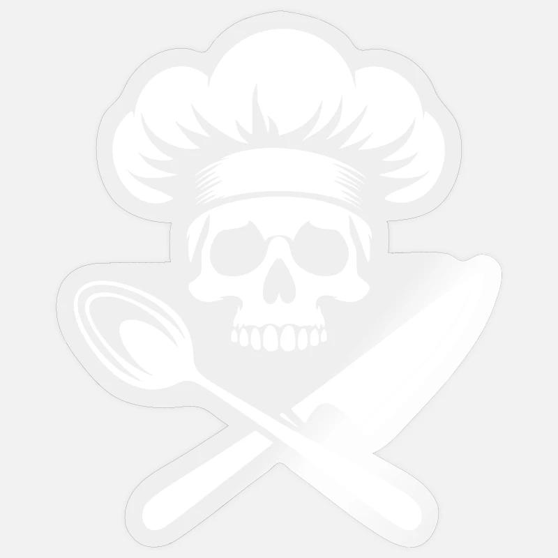 chef pirate cuisinier - Sticker taille S (10 x 10 cm) - brillant transparent