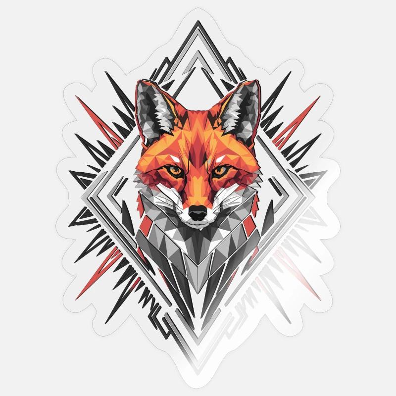 Geometric Fox Artwork - Sticker size S (10 x 10 cm) - transparent glossy