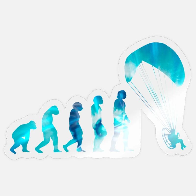 Evolution from Walking to Flying Paramotor Sticker size S (10 x 10 cm)