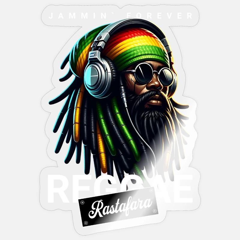 Reggae Rastafara Jammin' Forever - Sticker taille S (10 x 10 cm) - brillant transparent
