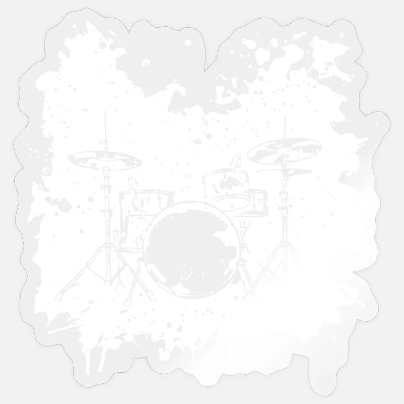Dessin de batterie - Sticker taille S (10 x 10 cm) - brillant transparent