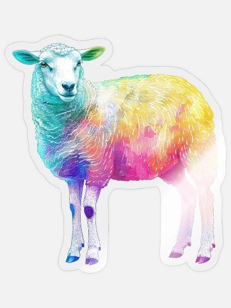 Schaf mit Regenbogen Shepherd-Farmtier - Sticker Größe S (10 x 10 cm) - Transparent glänzend