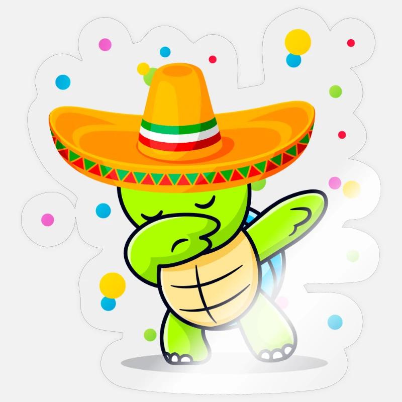 Mexican Dabbing Turtle Cinco de Mayo Sticker size S (10 x 10 cm)