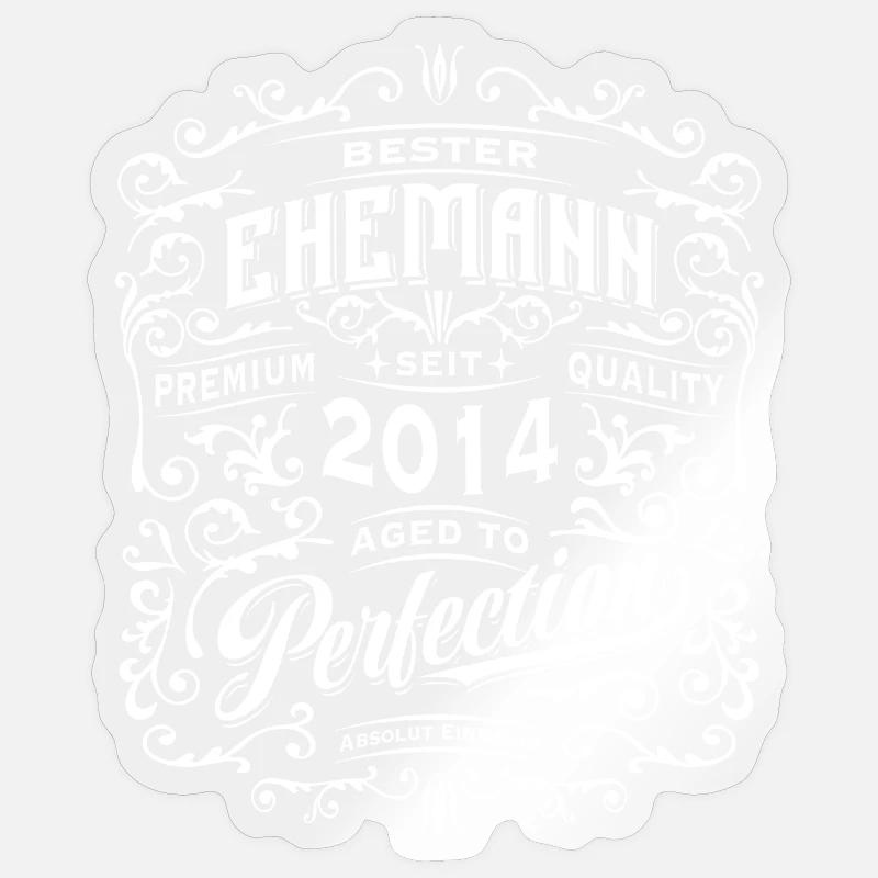 Bester Ehemann seit 2014, Retro, Hochzeitstag Sticker Größe S (10 x 10 cm)