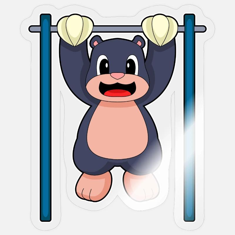Mole Bodybuilder Pull-ups Bodybuilding - Sticker size S (10 x 10 cm) - transparent glossy