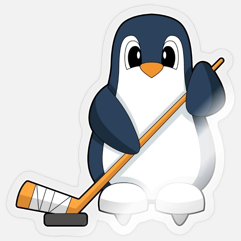Pinguin Eishockey Eishockeyschläger - Sticker Größe S (10 x 10 cm) - Transparent glänzend